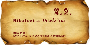 Mikolovits Urbána névjegykártya